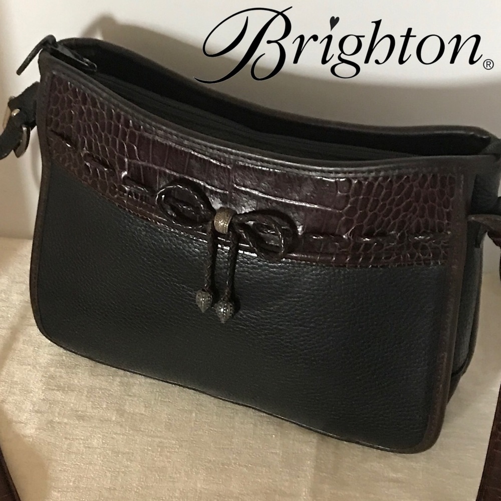 🎉Vintage Brighton Emma Vintage Pebbled & Croc Leather Bag